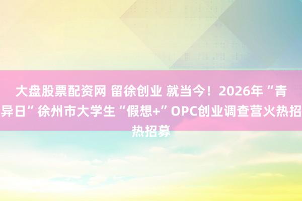 大盘股票配资网 留徐创业 就当今!2026年“青创异日”徐州市大学生“假想+”OPC创业调查营火热招募
