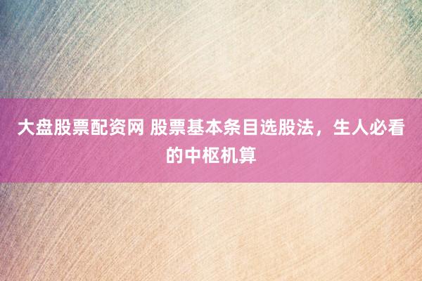 大盘股票配资网 股票基本条目选股法，生人必看的中枢机算
